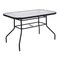 Merrick Lane Laney 5 Piece Outdoor Dining Set with Tempered Glass Patio Table, 4 Stackable Metal Slat Chairs